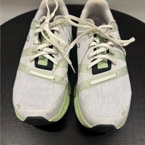 On Running Women's White and Light Green Sneakers